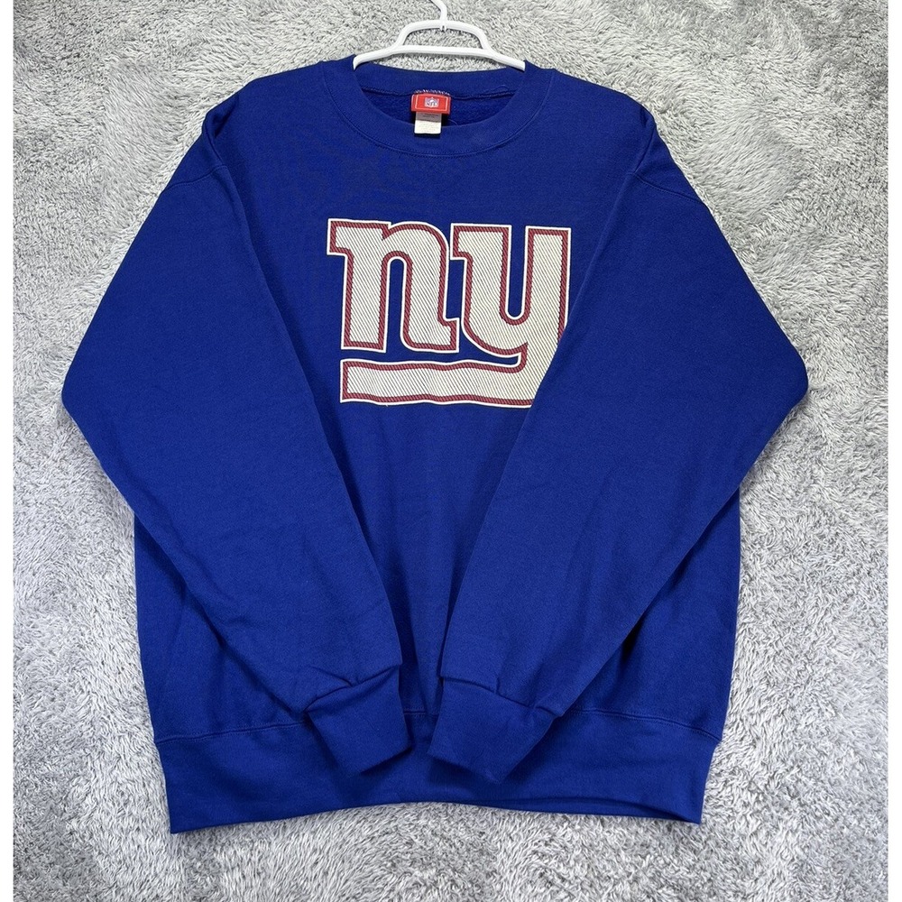 VTG 90s NFL New York Giants Mens L Blue Crewneck Sweatshirt Football Y2K